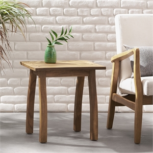 Natural Wood Weather-Resistant Rectangular Outdoor Accent Side Table for Patio