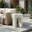 White Concrete Outdoor Round Side Table Accent End Table