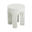 White Concrete Outdoor Round Side Table Accent End Table