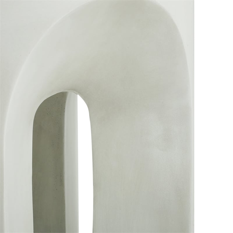 White Concrete Outdoor Round Side Table Accent End Table