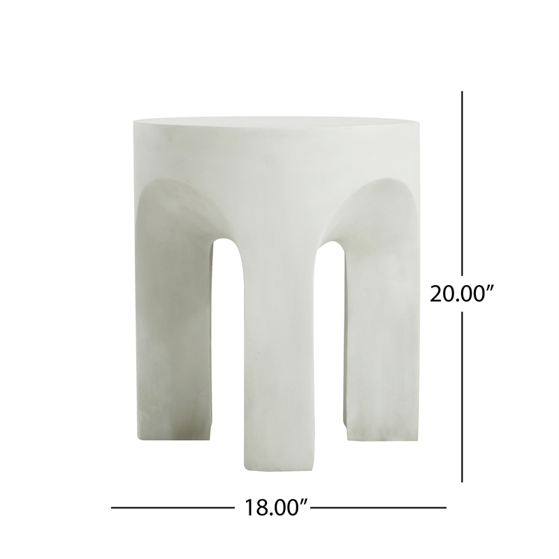 White Concrete Outdoor Round Side Table Accent End Table