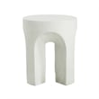 White Concrete Outdoor Round Side Table Accent End Table