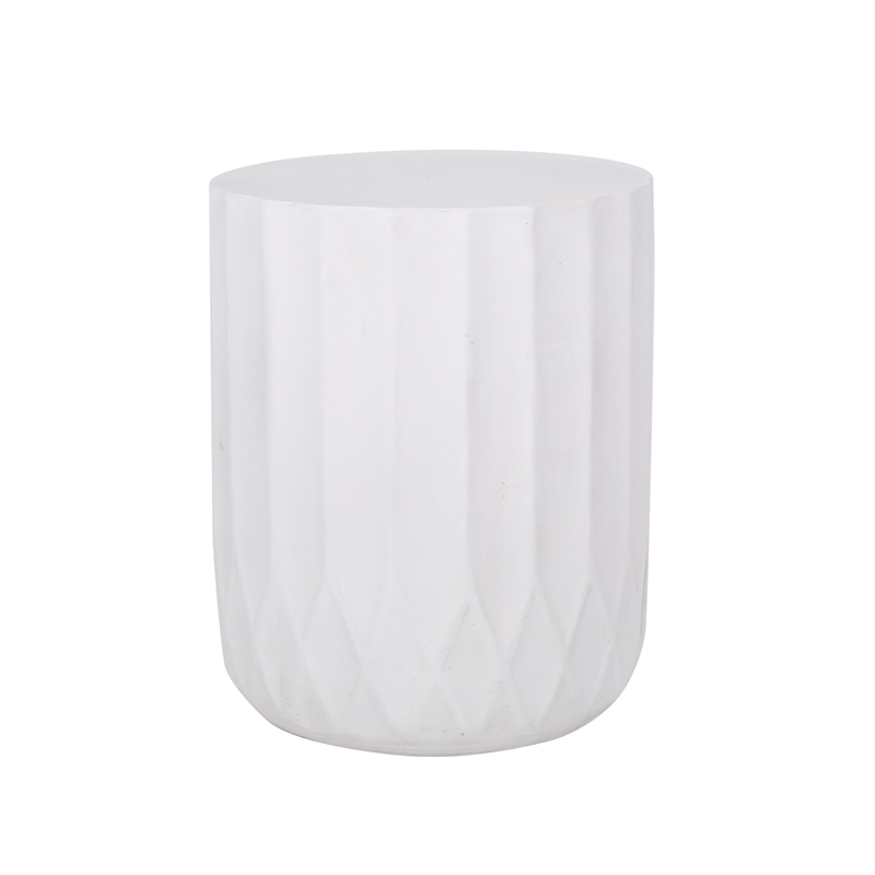 White Ceramic Side Table - Modern Minimalist Round End Table
