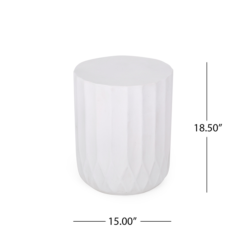 White Ceramic Side Table - Modern Minimalist Round End Table