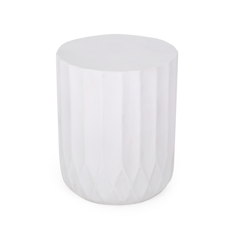 White Ceramic Side Table - Modern Minimalist Round End Table