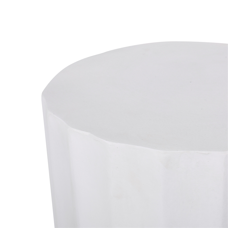 White Ceramic Side Table - Modern Minimalist Round End Table