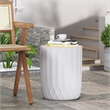 White Ceramic Side Table - Modern Minimalist Round End Table