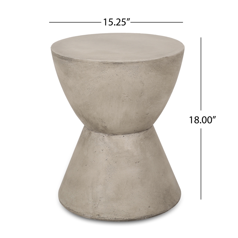 Gray Concrete Outdoor Lightweight Side Table End Table