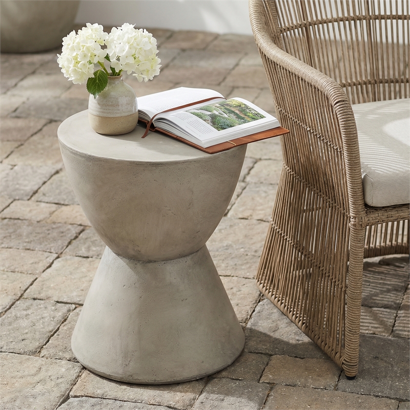 Gray Concrete Outdoor Lightweight Side Table End Table