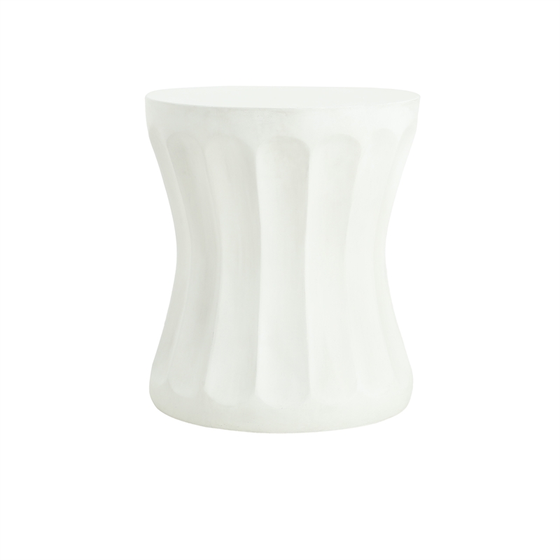 White Round Concrete Outdoor Side Table End Table for Living Room