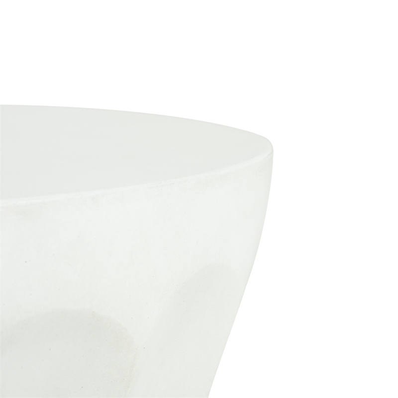 White Round Concrete Outdoor Side Table End Table for Living Room