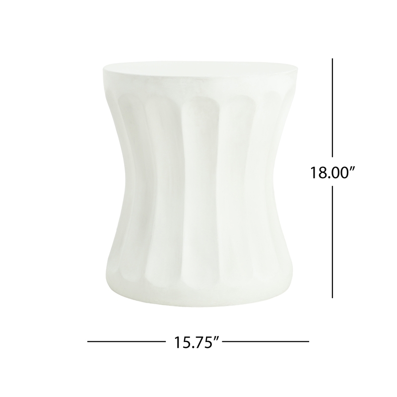 White Round Concrete Outdoor Side Table End Table for Living Room