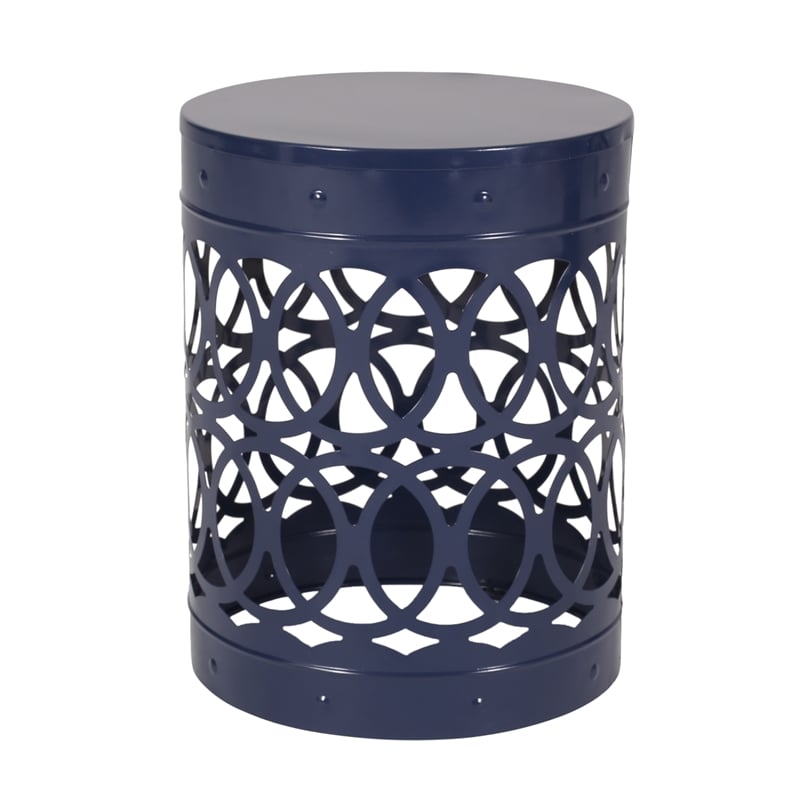 Set of 2 Outdoor Metal End Tables in Blue Durable  Stylish Design