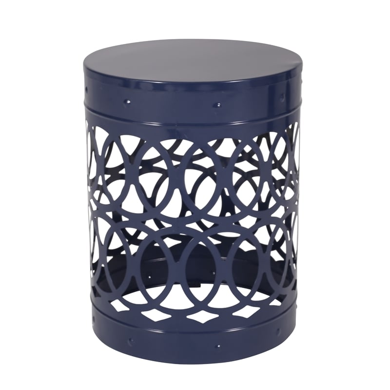 Set of 2 Outdoor Metal End Tables in Blue Durable  Stylish Design