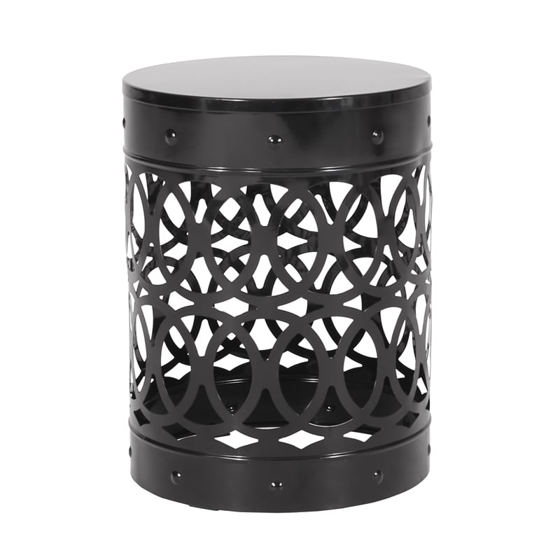 Outdoor Large End Table Black Color with Durable Iron Material Construction