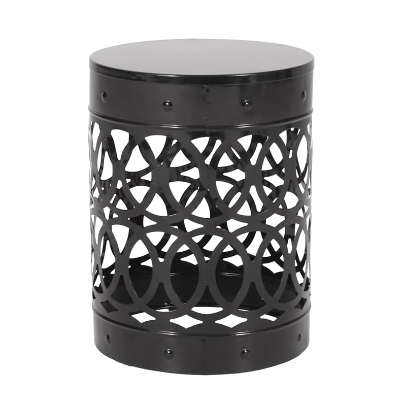 Outdoor Large End Table Black Color with Durable Iron Material Construction