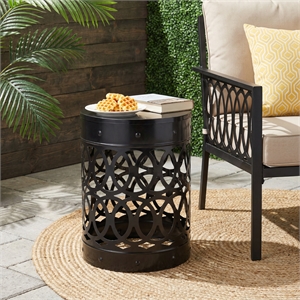 Outdoor Large End Table Black Color with Durable Iron Material Construction