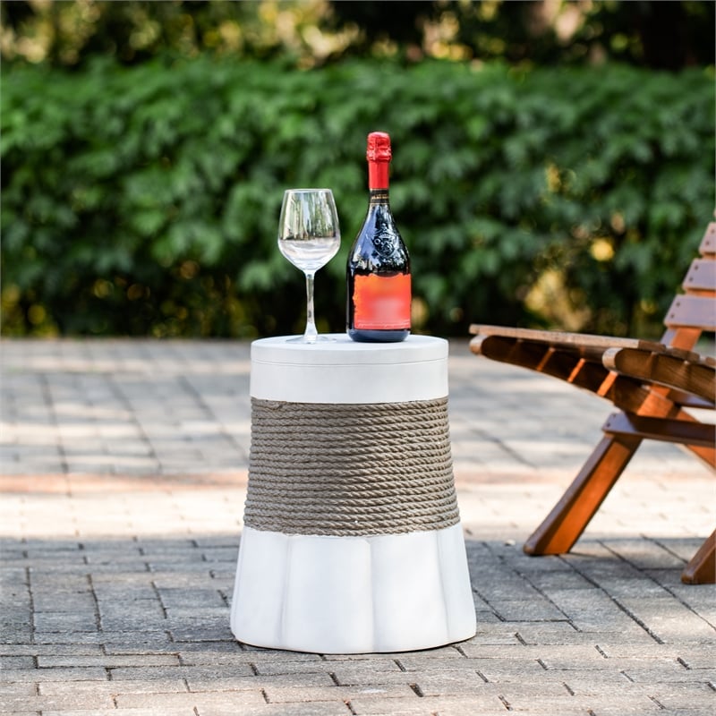 Retro Woven Rope Side Table  ceramic with Brown color