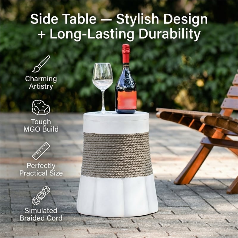 Retro Woven Rope Side Table  ceramic with Brown color