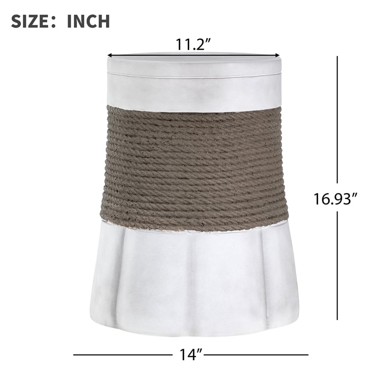 Retro Woven Rope Side Table  ceramic with Brown color