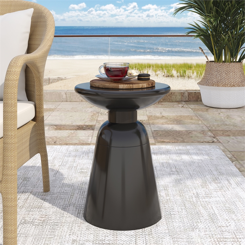 Outdoor Metal Large End Table Metal Gray