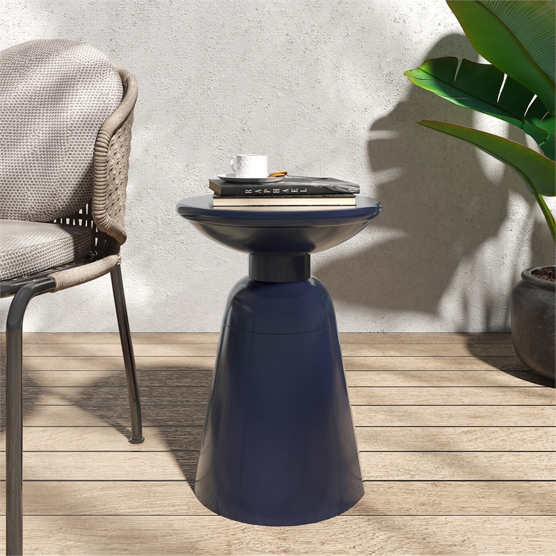 Large Outdoor End Table Iron Blue