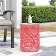 Large Outdoor End Table Pink Finish with Durable Iron Construction