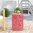 Large Outdoor End Table Pink Finish with Durable Iron Construction