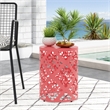 Large Outdoor End Table Pink Finish with Durable Iron Construction