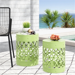 Outdoor Metal Set of 2 End Table  Metal  Black