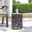 Outdoor Metal Large End Table Iron  Black