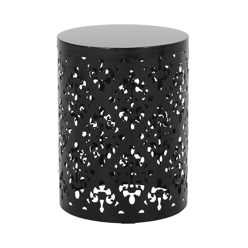 Outdoor Metal Large End Table Iron  Black