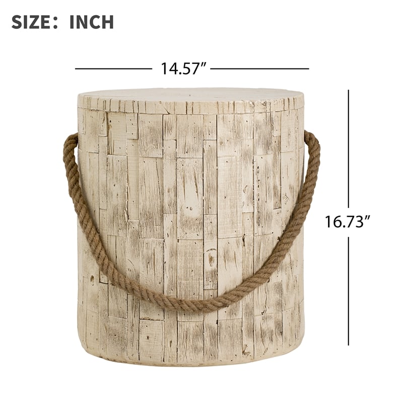 Rustic Outdoor Grain Side Table Ceramic Build in Brown Finish