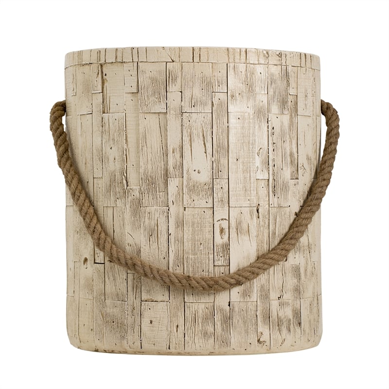 Rustic Outdoor Grain Side Table Ceramic Build in Brown Finish