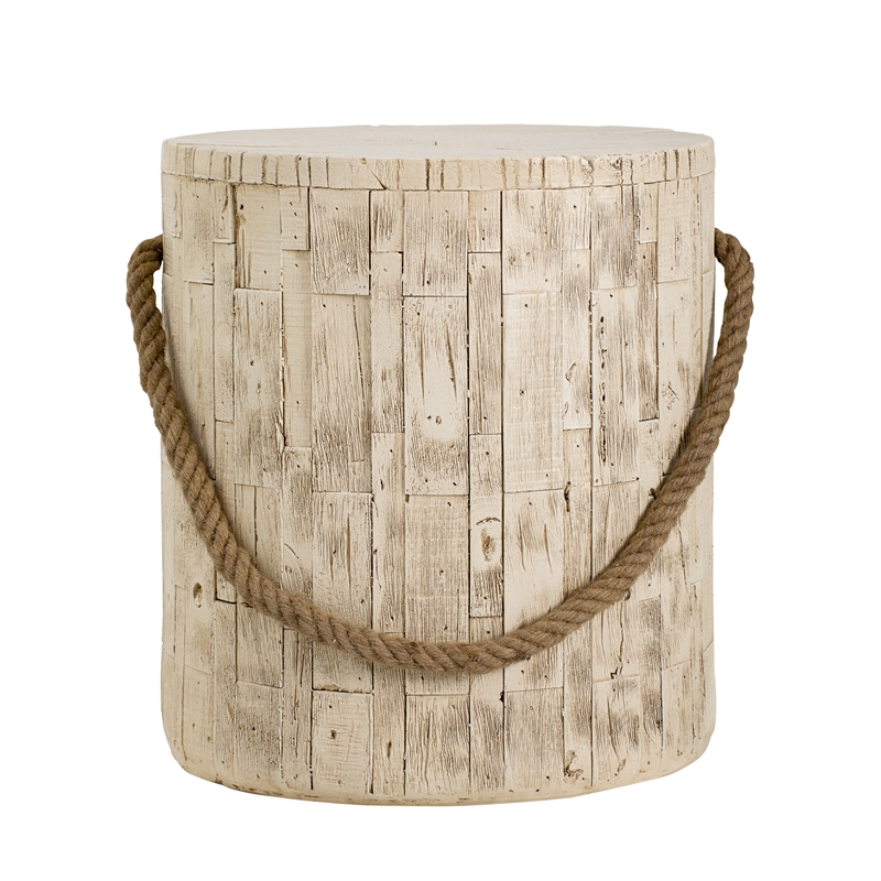 Rustic Outdoor Grain Side Table Ceramic Build in Brown Finish