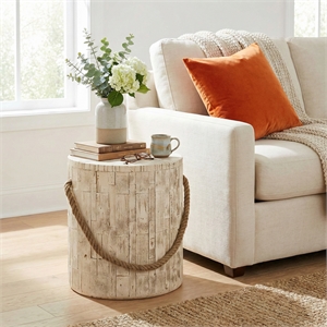 Rustic Outdoor Grain Side Table Ceramic Build in Brown Finish