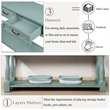Blue 63 Pine Wood Console Table with 3 Drawers and Shelf for Entryway Sofa