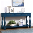 Navy 63 Pine Wood Console Table with 3 Drawers and Shelf for Entryway Sofa