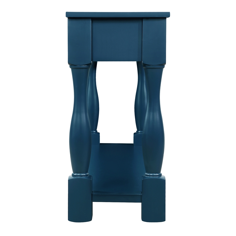 Navy 63 Pine Wood Console Table with 3 Drawers and Shelf for Entryway Sofa