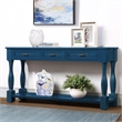 Navy 63 Pine Wood Console Table with 3 Drawers and Shelf for Entryway Sofa