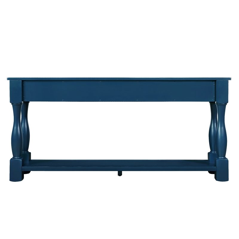 Navy 63 Pine Wood Console Table with 3 Drawers and Shelf for Entryway Sofa