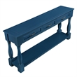 Navy 63 Pine Wood Console Table with 3 Drawers and Shelf for Entryway Sofa