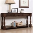 Light Espresso 63 Pine Wood Console Table with 3 Drawers and Shelf for Entryway
