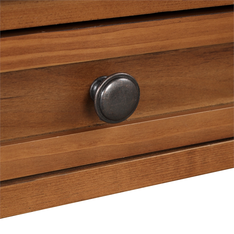Brown 36 Pine Wood Console Table with 4 Drawers and Storage Shelf