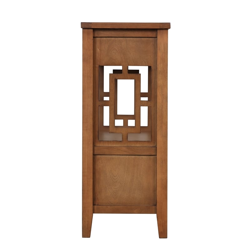Brown 36 Pine Wood Console Table with 4 Drawers and Storage Shelf