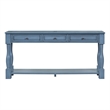 Navy Solid Wood 63 Console Table with Drawers and Shelf for Entryway Hallway