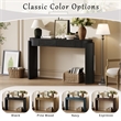 Black Solid Wood Oval Console Table with Fluted Design and 2 Drawers