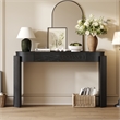 Black Solid Wood Oval Console Table with Fluted Design and 2 Drawers