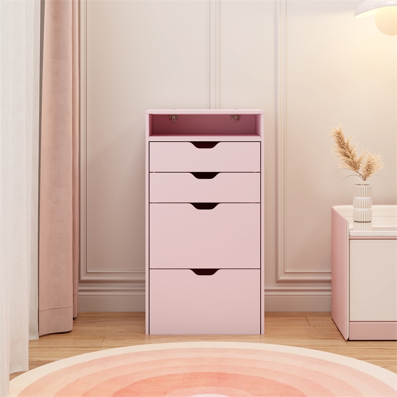 Pink Wooden 3 in 1 Dressing Table Set with LED Mirror and Storage Stool