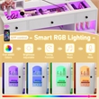 43.2 MDF Vanity Desk with LED Mirror  RGB Cabinets and Stool White